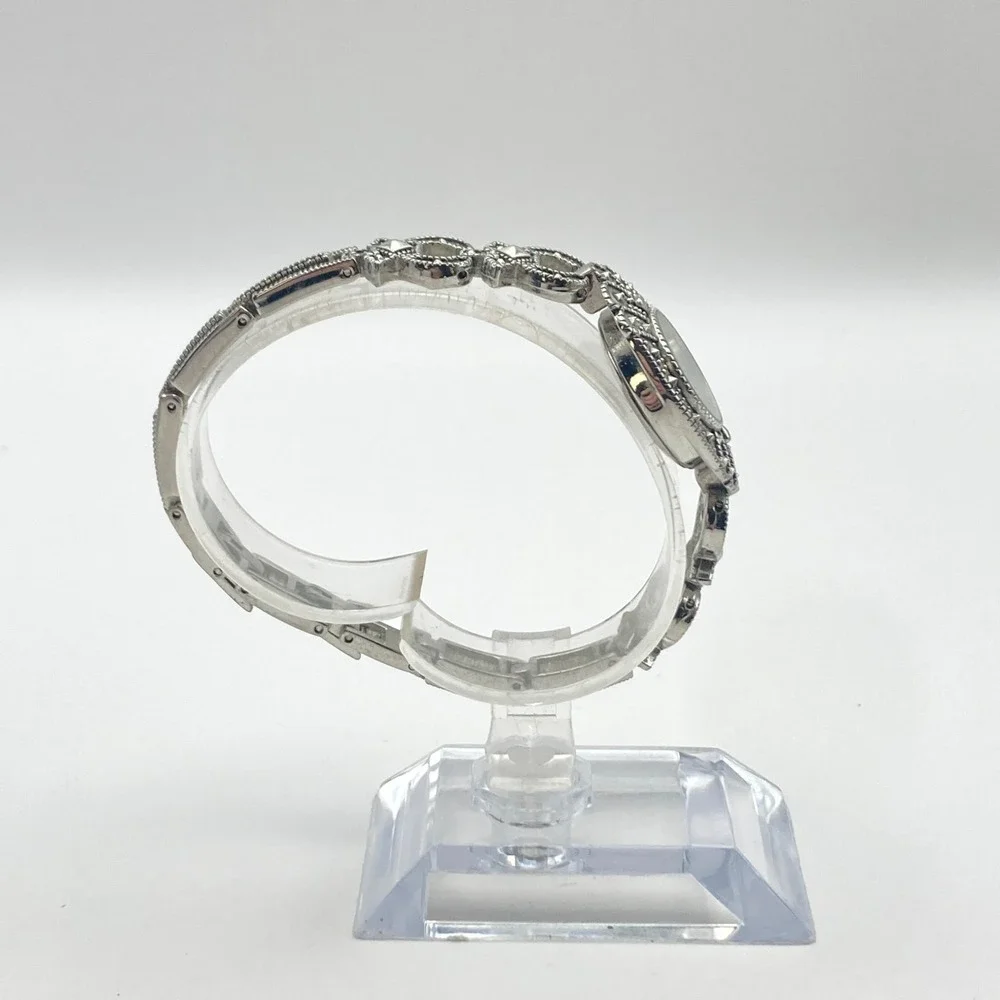 Lexington Women's Marcasite Watch 21mm Silver Tone MOP Dial New Battery 6.75